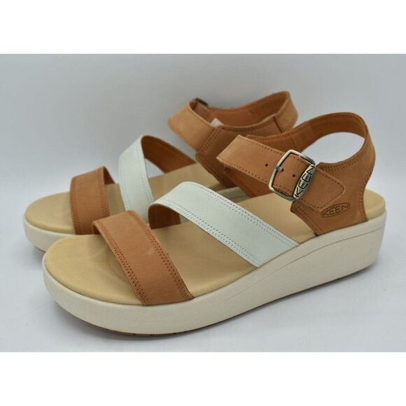 Keen Womens Size 11 Ellecity Natural Leather Backstrap Sandals Shoes